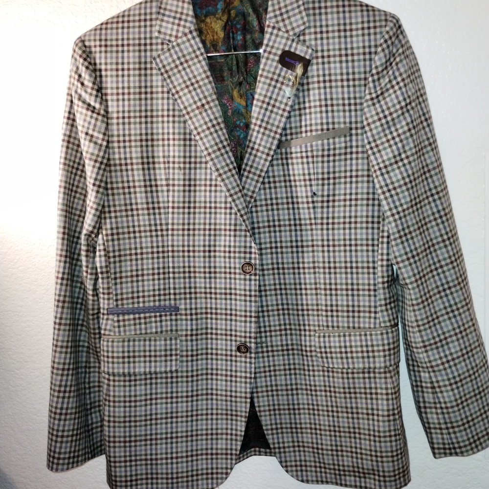 Ted Baker London Tight Lines Men's Checkered Blazer - Brown and Gray